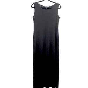 Nina Leonard Minimalist Sleeveless Black Maxi Tank Dress